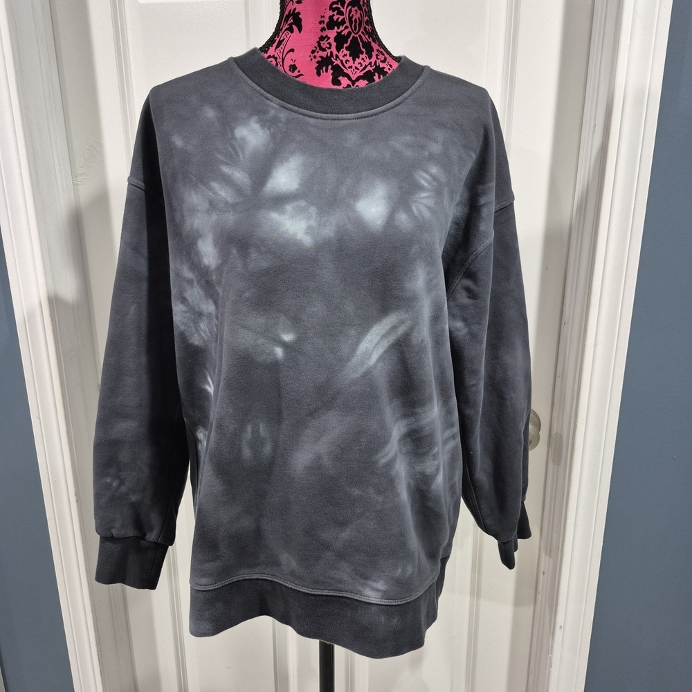 Lululemon Sweatshirt Womens 6 Black Floral Abstract Perfectly Oversized Crew
